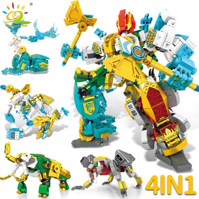 HUIQIBAO 4in1 Creative City Weapon Robot Man Model Building Blocks Mecha Car Bricks Set Children DIY 3 - LEPIN LEPIN Store