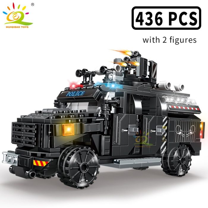 HUIQIBAO 4in1 Swat Police Series Building Blocks with Policeman Bricks Truck Ship Car City Construction Toys 3 - LEPIN LEPIN Store