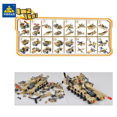 HUIQIBAO 544PCS 16in1 Military Tank Building Blocks Super Vehicle Plane Truck Car Ship Army Bricks Educational 1 - LEPIN LEPIN Store