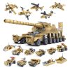 HUIQIBAO 544PCS 16in1 Military Tank Building Blocks Super Vehicle Plane Truck Car Ship Army Bricks Educational - LEPIN LEPIN Store