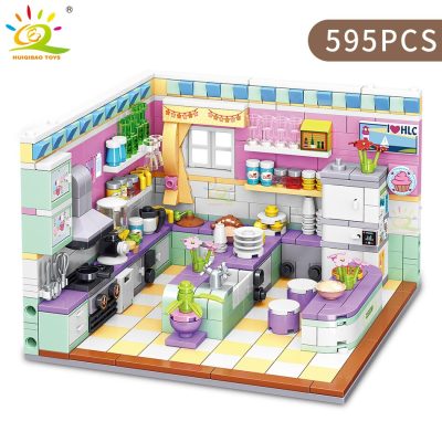 HUIQIBAO 595pcs City Friends House Kitchen Model Micro Building Blocks City Mini Diamond Bricks Set Children 2 - LEPIN LEPIN Store