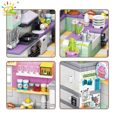 HUIQIBAO 595pcs City Friends House Kitchen Model Micro Building Blocks City Mini Diamond Bricks Set Children 3 - LEPIN LEPIN Store