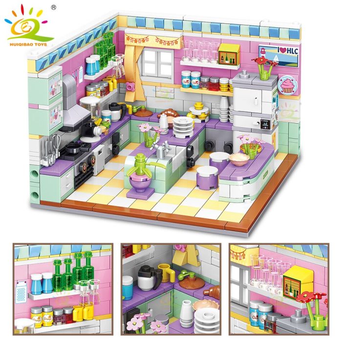 HUIQIBAO 595pcs City Friends House Kitchen Model Micro Building Blocks City Mini Diamond Bricks Set Children 4 - LEPIN LEPIN Store