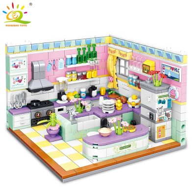 HUIQIBAO 595pcs City Friends House Kitchen Model Micro Building Blocks City Mini Diamond Bricks Set Children - LEPIN LEPIN Store