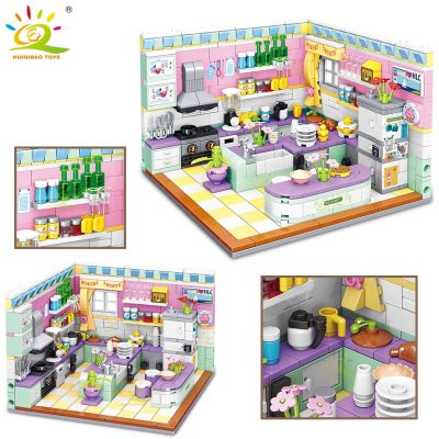 HUIQIBAO 595pcs City Friends House Kitchen Model Micro Building Blocks City Mini Diamond Bricks Set Children 6 - LEPIN LEPIN Store