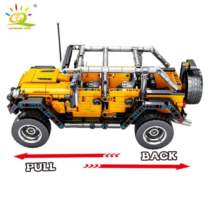 HUIQIBAO 601pcs Off Road Vehicle Building Block Pull Back Car Bricks Tech MOC Creative Mechanical City 1 - LEPIN LEPIN Store