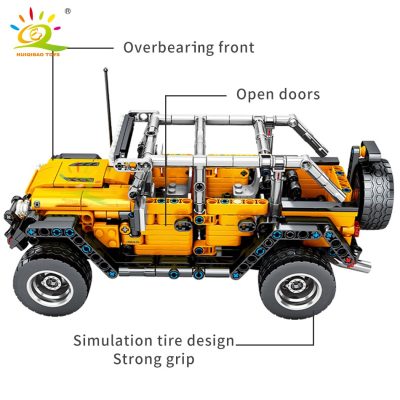 HUIQIBAO 601pcs Off Road Vehicle Building Block Pull Back Car Bricks Tech MOC Creative Mechanical City 2 - LEPIN LEPIN Store