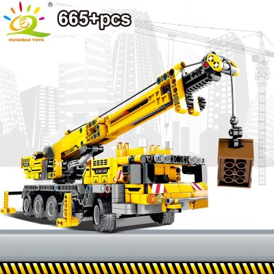 HUIQIBAO 665pcs Engineering Lifting Crane Tech Building Blocks Truck Car City Construction Brick Toys For Children 2 - LEPIN LEPIN Store