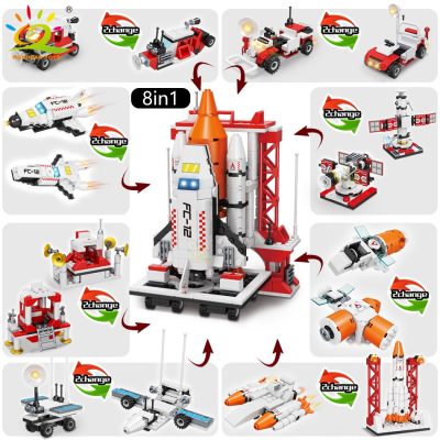 HUIQIBAO 667PCS 8in1 Space Aviation Manned Rocket Building Blocks 8 Astronaut Figure City Aerospace Model Bricks 3 - LEPIN LEPIN Store