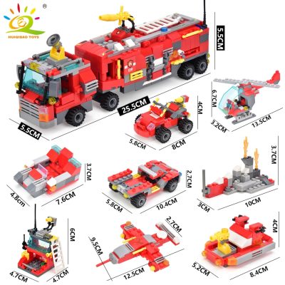 HUIQIBAO 678pcs 8in1 City Fire Truck Model Building Blocks Firefighting Set Fireman Figures Bricks Construction Toy 3 - LEPIN LEPIN Store