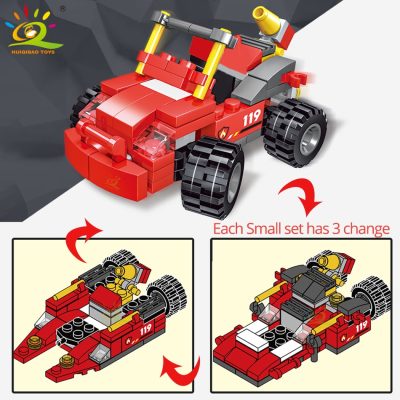 HUIQIBAO 678pcs 8in1 City Fire Truck Model Building Blocks Firefighting Set Fireman Figures Bricks Construction Toy 5 - LEPIN LEPIN Store