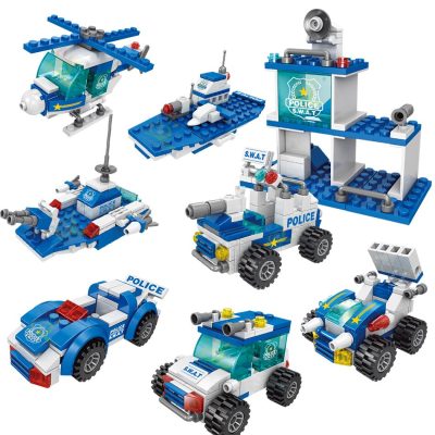 HUIQIBAO 700PCS 8in1 City Police Command Trucks Building Blocks Policeman Robot Car Helicopter Model Bricks Toys 3 - LEPIN LEPIN Store