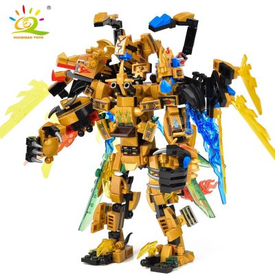 HUIQIBAO 727PCS Gold Ninja Mecha Model Building Blocks 4 in 1 Dragon Robot with Figures City 3 - LEPIN LEPIN Store