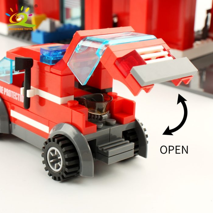 HUIQIBAO 774pcs Fire Station Model Building Blocks Truck Helicopter Firefighter Bricks City Educational Toys For Children 2 - LEPIN LEPIN Store