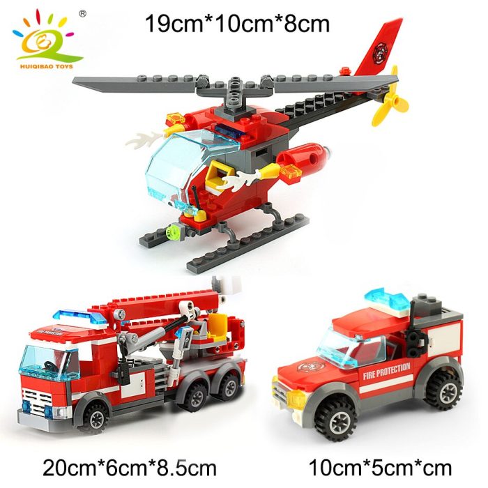 HUIQIBAO 774pcs Fire Station Model Building Blocks Truck Helicopter Firefighter Bricks City Educational Toys For Children 3 - LEPIN LEPIN Store