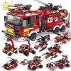 HUIQIBAO 806pcs 8in1 City Fire Truck Model Building Blocks Firefighting Set Fireman Figures Bricks Construction Toy - LEPIN LEPIN Store