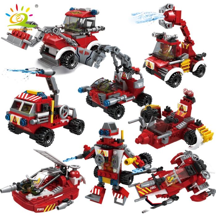 HUIQIBAO 806pcs 8in1 City Fire Truck Model Building Blocks Firefighting Set Fireman Figures Bricks Construction Toy 2 - LEPIN LEPIN Store