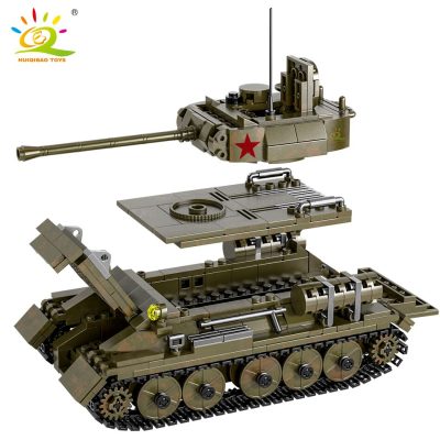 HUIQIBAO 854pcs Military Model Building Blocks WW2 T 34 Medium Tank with 3 Soldier Figures Army 5 - LEPIN LEPIN Store