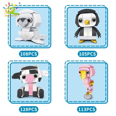 HUIQIBAO 8PCS SET Classic Animal Series Building Block City Creative Koala Penguin Dog MOC Bricks Educational 3 - LEPIN LEPIN Store