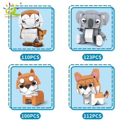 HUIQIBAO 8PCS SET Classic Animal Series Building Block City Creative Koala Penguin Dog MOC Bricks Educational 4 - LEPIN LEPIN Store