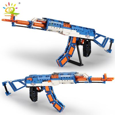 HUIQIBAO AK 47 Assault Rifle Shotgun Tech Model Building Blocks Set Military Weapon Bricks City Game - LEPIN LEPIN Store