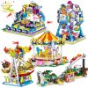 HUIQIBAO Amusement Park 3D Model Micro Building Blocks City Street View Architecture MOC Carousel Mini Bricks - LEPIN LEPIN Store