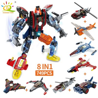 HUIQIBAO City Car Transformation Robot Man Building Blocks Transform Mecha Plane Helicopter Bricks Set Children DIY 3 - LEPIN LEPIN Store