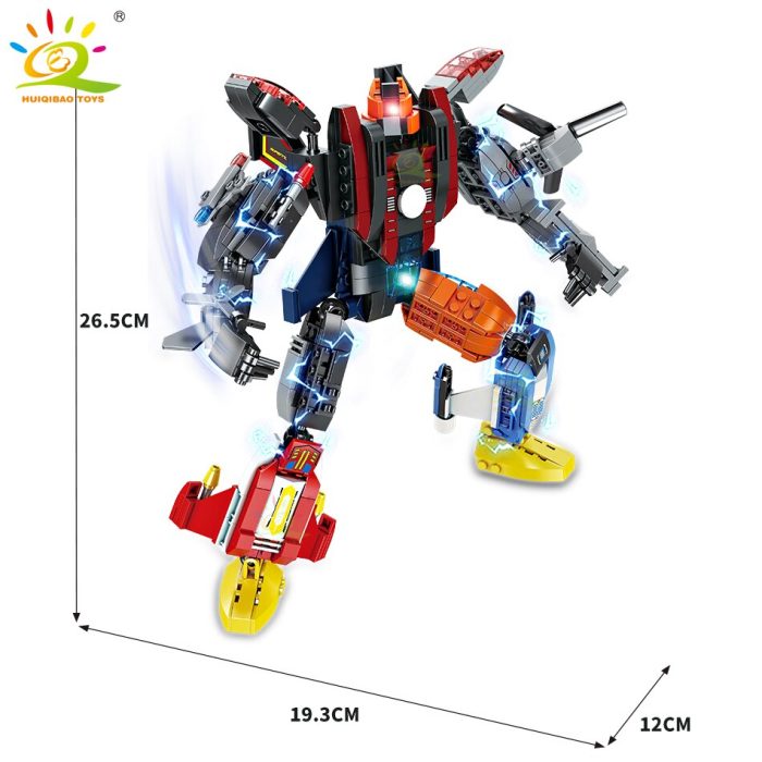 HUIQIBAO City Car Transformation Robot Man Building Blocks Transform Mecha Plane Helicopter Bricks Set Children DIY 4 - LEPIN LEPIN Store