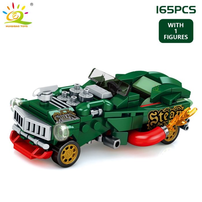 HUIQIBAO City Speed Champions Racing Car Building Blocks Pull Back Power Automobile Sport Vehicle Model Bricks 2 - LEPIN LEPIN Store