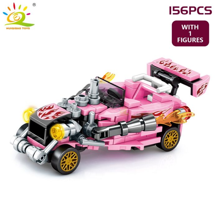 HUIQIBAO City Speed Champions Racing Car Building Blocks Pull Back Power Automobile Sport Vehicle Model Bricks 4 - LEPIN LEPIN Store