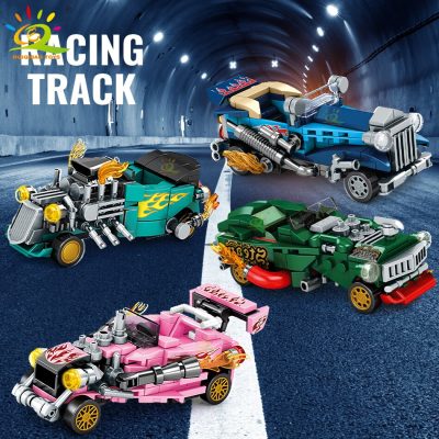 HUIQIBAO City Speed Champions Racing Car Building Blocks Pull Back Power Automobile Sport Vehicle Model Bricks 5 - LEPIN LEPIN Store