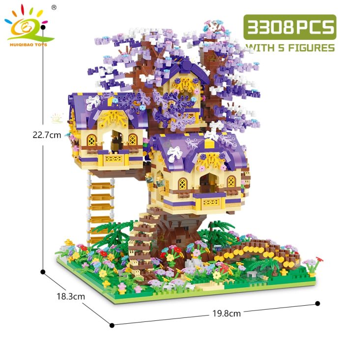 HUIQIBAO Elves Green Tree House Mini Building Blocks MOC Micro Bricks Toys for Children Friends BOY 4 - LEPIN LEPIN Store