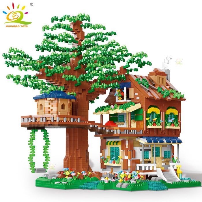 HUIQIBAO Elves Green Tree House Mini Building Blocks MOC Micro Bricks Toys for Children Friends BOY 5 - LEPIN LEPIN Store