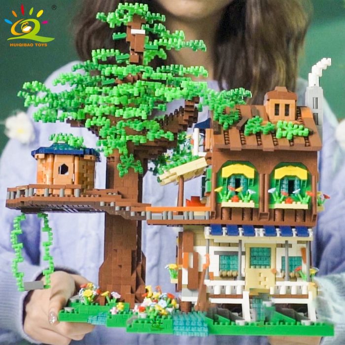 HUIQIBAO Elves Green Tree House Mini Building Blocks MOC Micro Bricks Toys for Children Friends BOY - LEPIN LEPIN Store