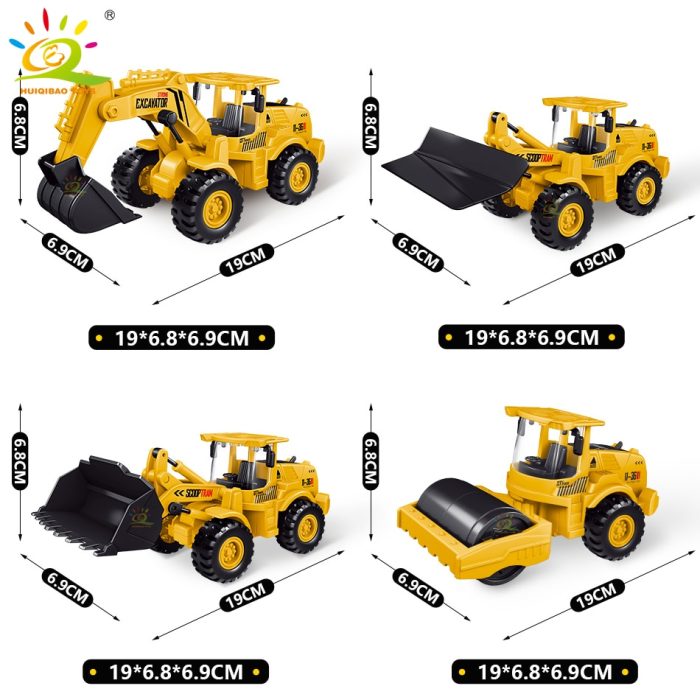 HUIQIBAO Engineering Diecast Truck Model Excavator Crane Dump Car Garbage Vehicle Classic City Construction Children Toy 3 - LEPIN LEPIN Store