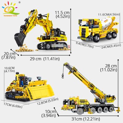 HUIQIBAO Engineering Truck Tech Building Block City Construction Toy For Children Boy Adults Excavator Bulldozer Crane 2 - LEPIN LEPIN Store