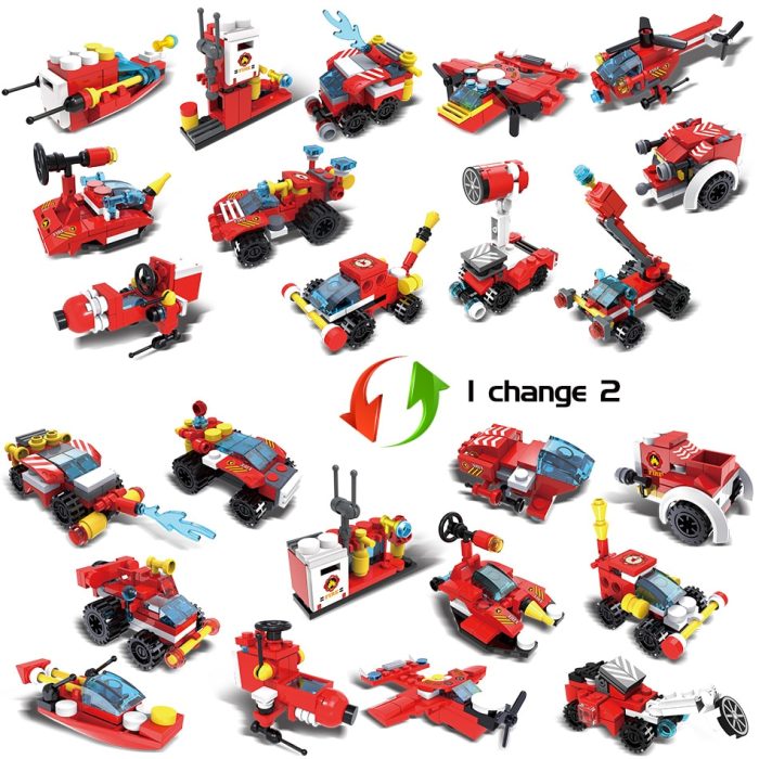 HUIQIBAO Fire Fighting Trucks Model Building Blocks City Firefight Team Plane Helicopter Car Boat Bricks Kit 3 - LEPIN LEPIN Store