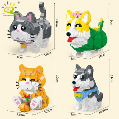 HUIQIBAO Husky Corgi Dog Orange Blue Cat Building Blocks Diamond Micro Small Bricks Cute Pet Animals 1 - LEPIN LEPIN Store