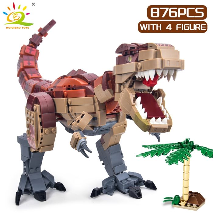 HUIQIBAO Jurassic Indominus Rex Dinosaur World Model Building Blocks City Triceratops Velociraptor Dino Park Bricks Children 2 - LEPIN LEPIN Store