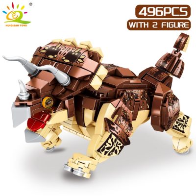 HUIQIBAO Jurassic Indominus Rex Dinosaur World Model Building Blocks City Triceratops Velociraptor Dino Park Bricks Children 3 - LEPIN LEPIN Store