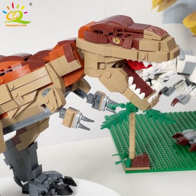 HUIQIBAO Jurassic Indominus Rex Dinosaur World Model Building Blocks City Triceratops Velociraptor Dino Park Bricks Children 4 - LEPIN LEPIN Store