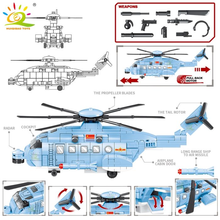 HUIQIBAO Military Army Fighter Airship Model Building Blocks Soldier Figures Weapon Modern Airplane Bricks Toys for 1 - LEPIN LEPIN Store