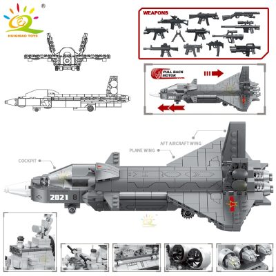 HUIQIBAO Military Army Fighter Airship Model Building Blocks Soldier Figures Weapon Modern Airplane Bricks Toys for 3 - LEPIN LEPIN Store