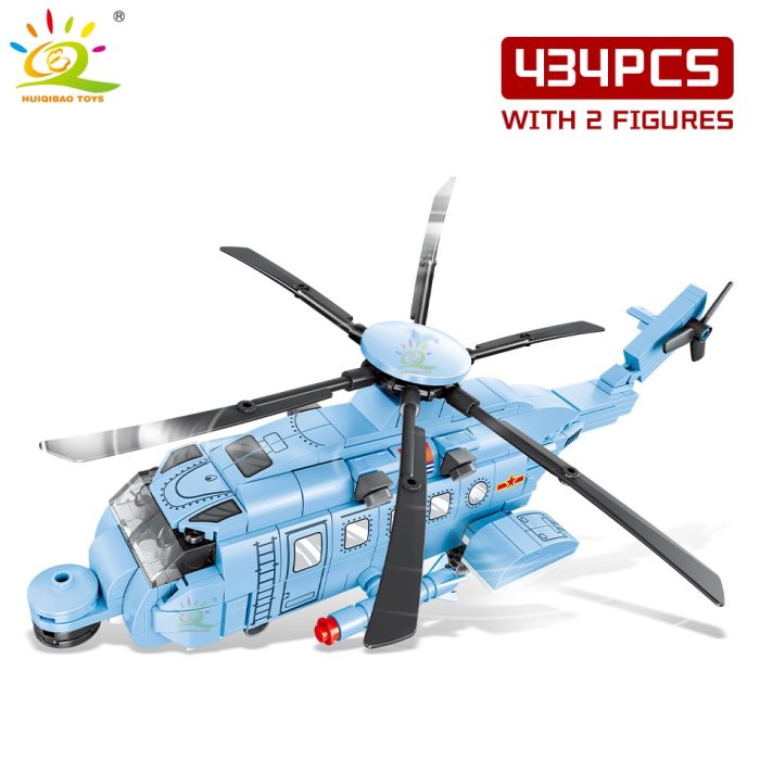 HUIQIBAO Military Army Fighter Airship Model Building Blocks Soldier Figures Weapon Modern Airplane Bricks Toys for 5 - LEPIN LEPIN Store