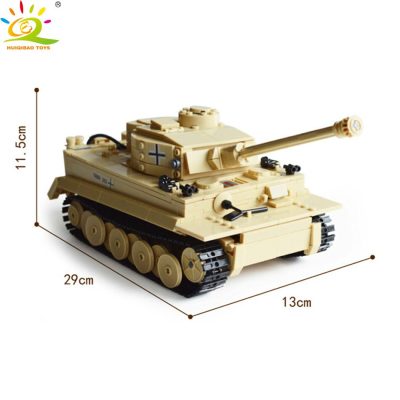 HUIQIBAO Military German Tiger Tank Classic Model Building Blocks with 2 WW2 Army Soldier Bricks Construction 5 - LEPIN LEPIN Store