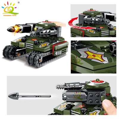 HUIQIBAO Military Tank 1083pcs 4in1 Building Blocks Set WW2 Truck Army Brick with 4 Soldier Figure 5 - LEPIN LEPIN Store