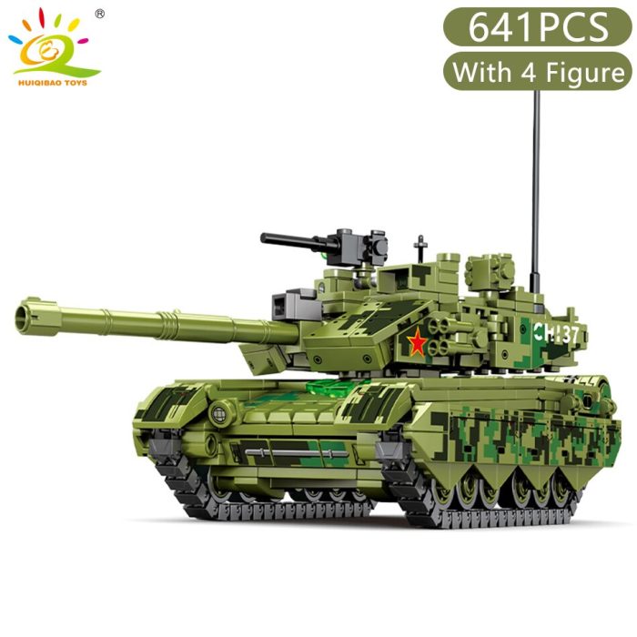 HUIQIBAO Military WW2 96 99A Medium Tank Model Building Blocks Army Weapon Car with Soldier Bricks 1 - LEPIN LEPIN Store