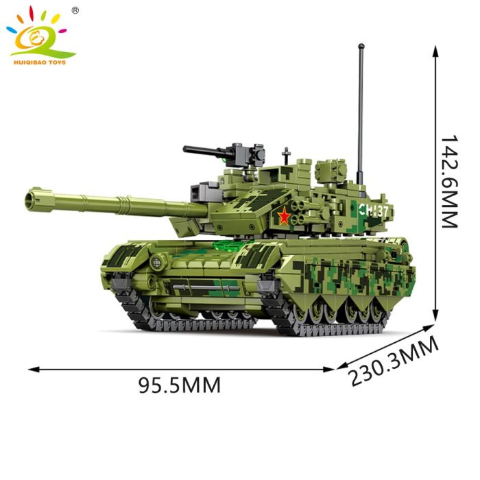 HUIQIBAO Military WW2 96 99A Medium Tank Model Building Blocks Army Weapon Car with Soldier Bricks 4 - LEPIN LEPIN Store