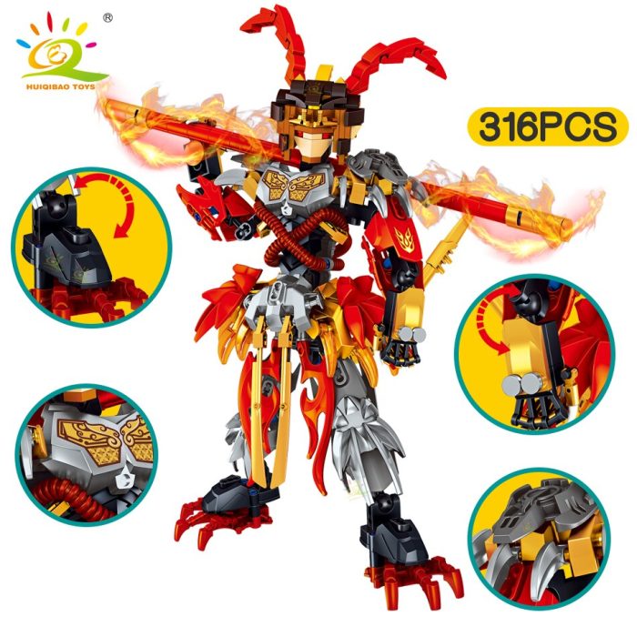 HUIQIBAO Monkey King Monk Building Blocks Sun Wukong Monkie Mecha Figures City Bricks Model Set Children 4 - LEPIN LEPIN Store