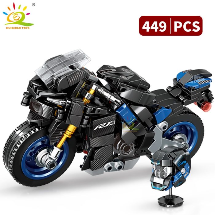 HUIQIBAO Motorcycle Tech Model Building Blocks Speed Champions Motorbike MOC City Car Vehicle Bricks Creative Toy 3 - LEPIN LEPIN Store